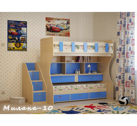 Двухъярусная кровать детская Милана-10, спальные места 190х80 см